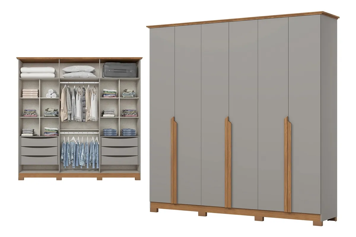 ROPERO PLACARD GRAND TAMÑO - 6 PUERTAS - 6 CAJONES INTR